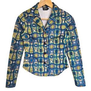 Kitterick Retro‎ Green Blue Collared Button Down Shirt